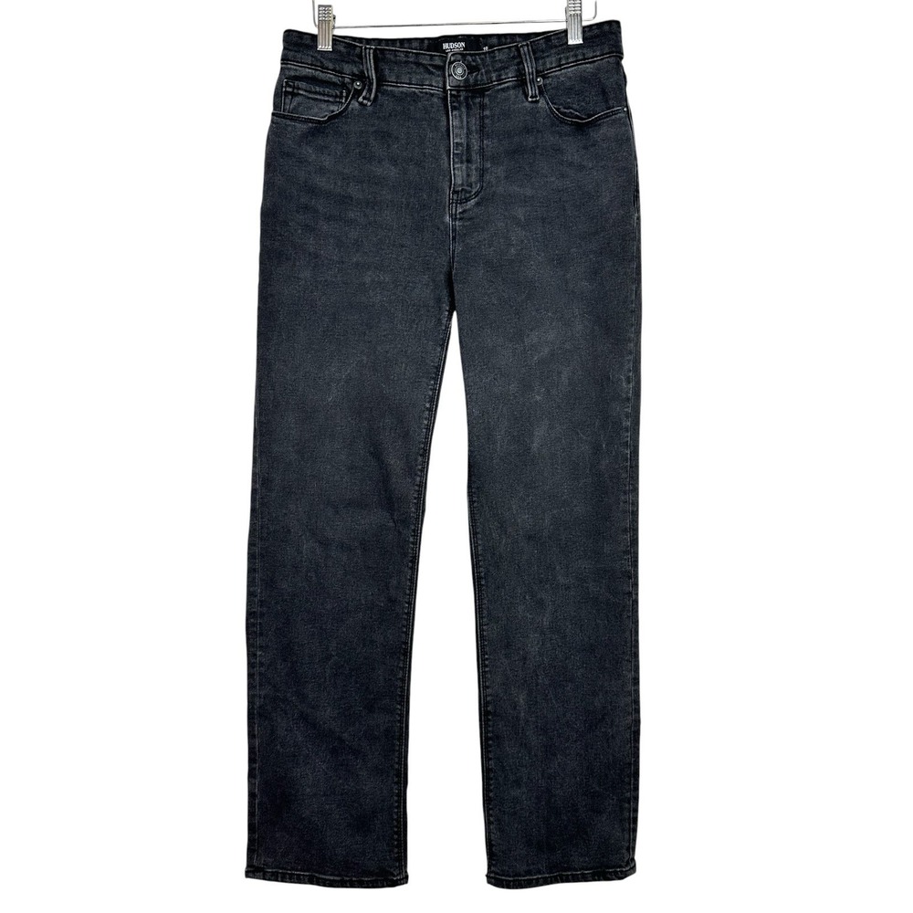 Hudson Barbara High Rise Straight Leg Jeans Women's 10 Black Stretch Denim Ankle
